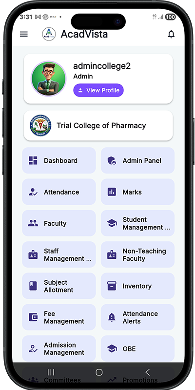 Admin dashboard overview