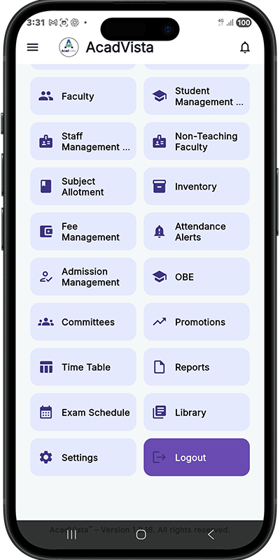 Admin modules view