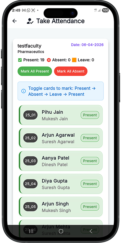 Take attendance interface